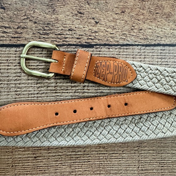 Zep Pro Solid Braided Macramé Belt By Zep-Pro Tan Size 36 - Picture 1 of 4